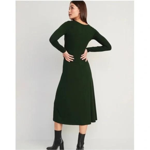 Old Navy Fit & Flare Twist-Front Cutout Midi Dress for Women New - Picture 3 of 5